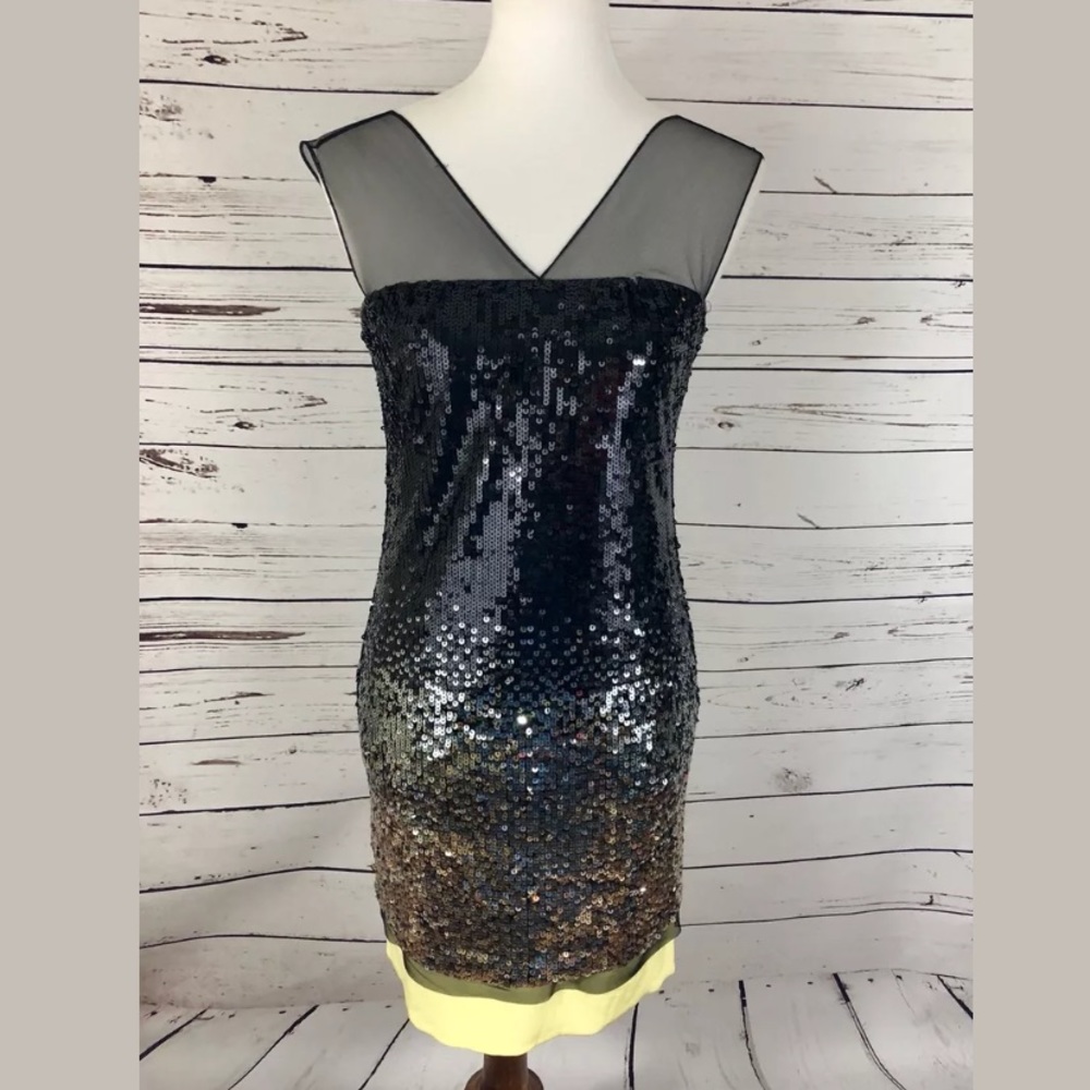 BCBG MAX AZRIA Black Sequin Cocktail Dress 0 NWT